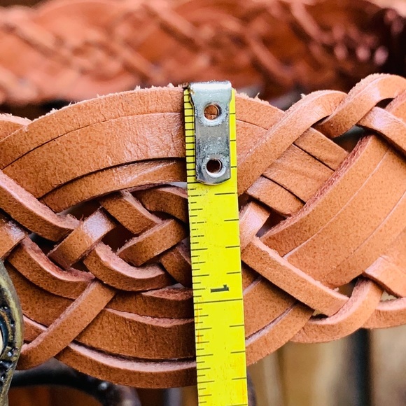 CAbi Brown Leather Belt Metal Buckle w/Stones - Picture 10 of 10